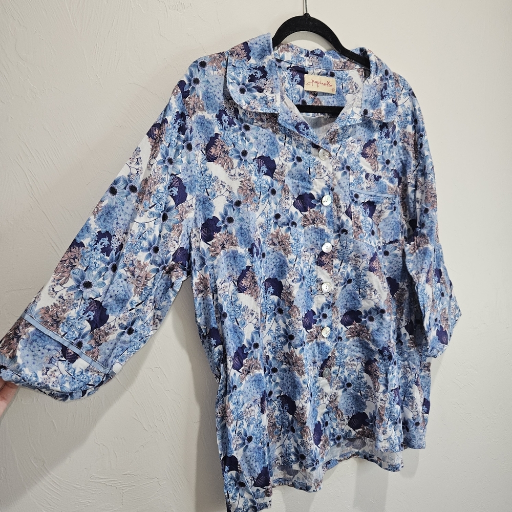 XL Papinelle Pajama Set Top Bottom Flower Print Womens Extra Large - Picture 4 of 16